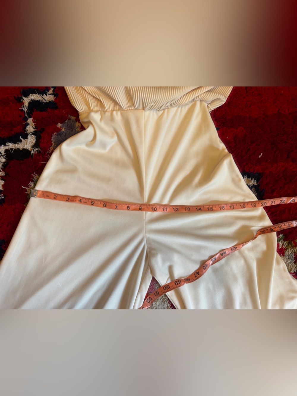 70s Vintage Cream Jumpsuit with Crochet Detailing Sz XS - Picture 6 of 11